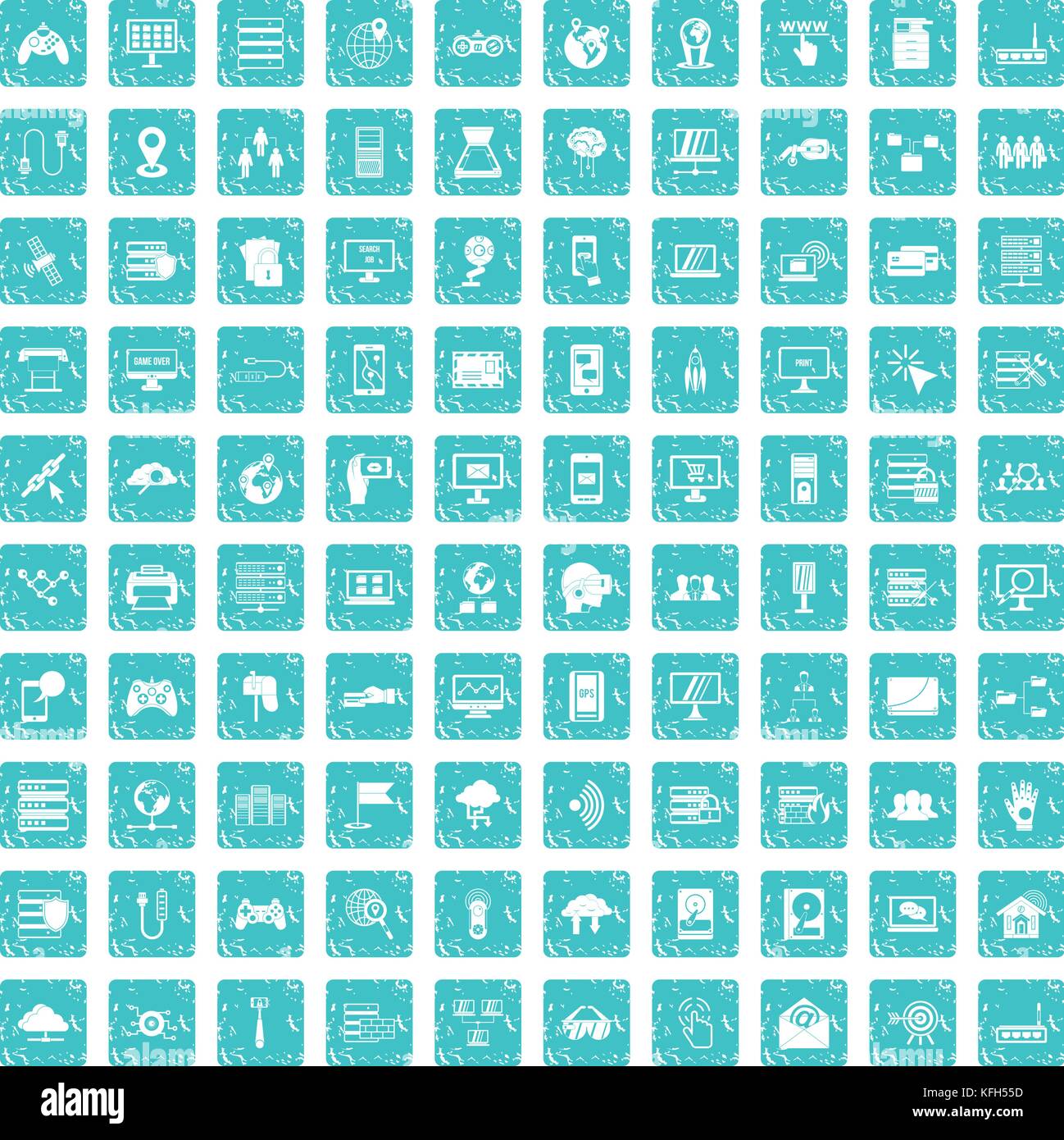 100 network icons set grunge blue Stock Vector Image & Art - Alamy
