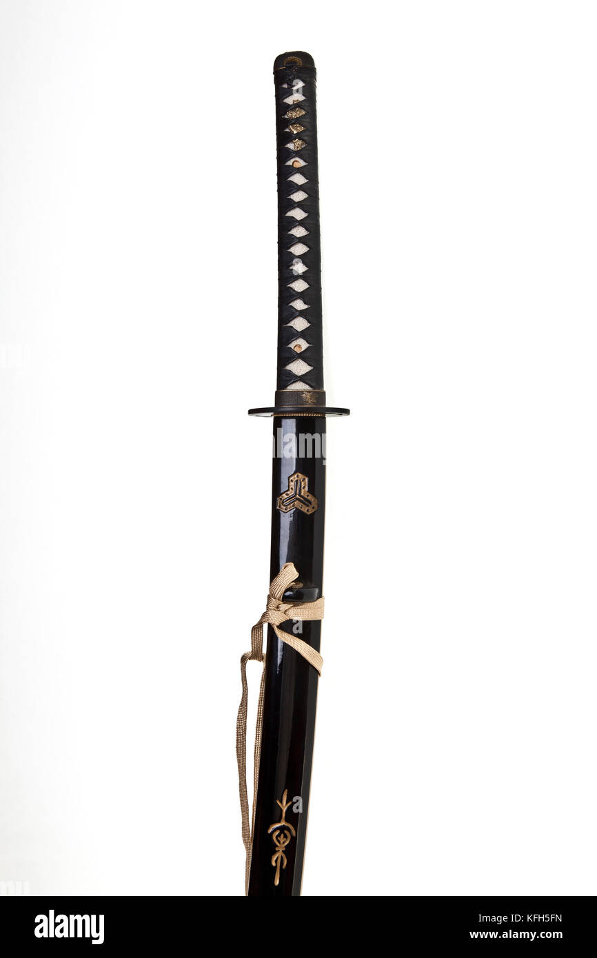 Japanese katana or samurai sword over a white background Stock Photo