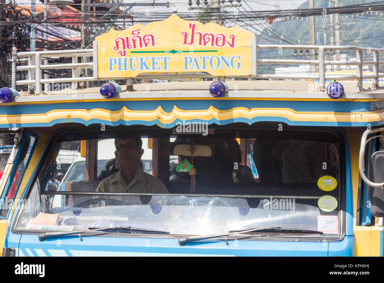 Closeup of local bus between Phuket town and Patong beach Stock Photo