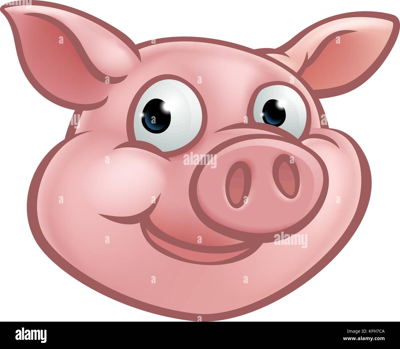 Cute Cartoon Pig Character Mascot Stock Vector