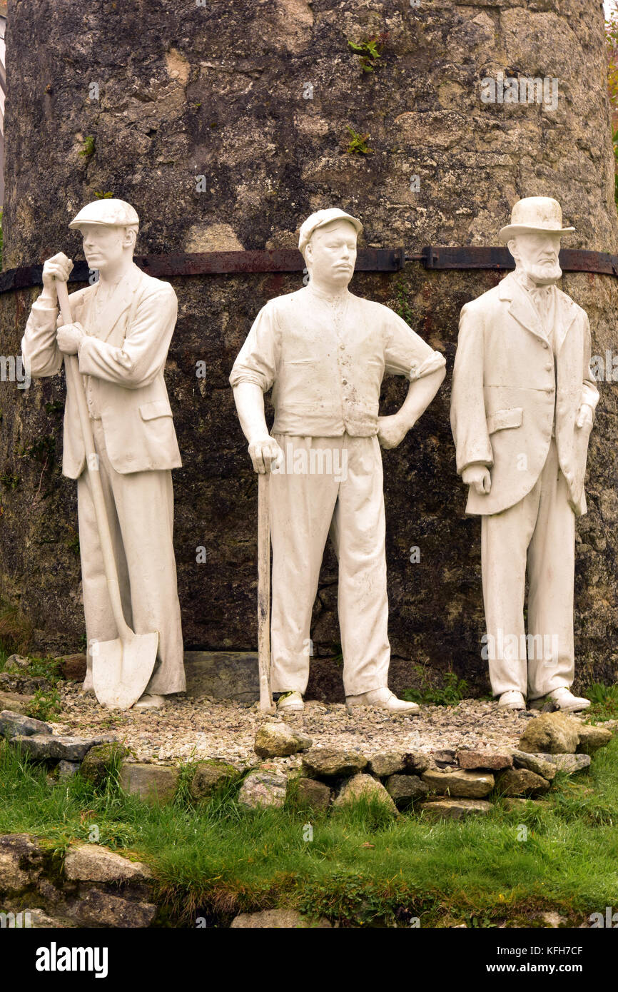 Statues made from china clay or stone outside of the china clay museum at wheat Martyn, saint