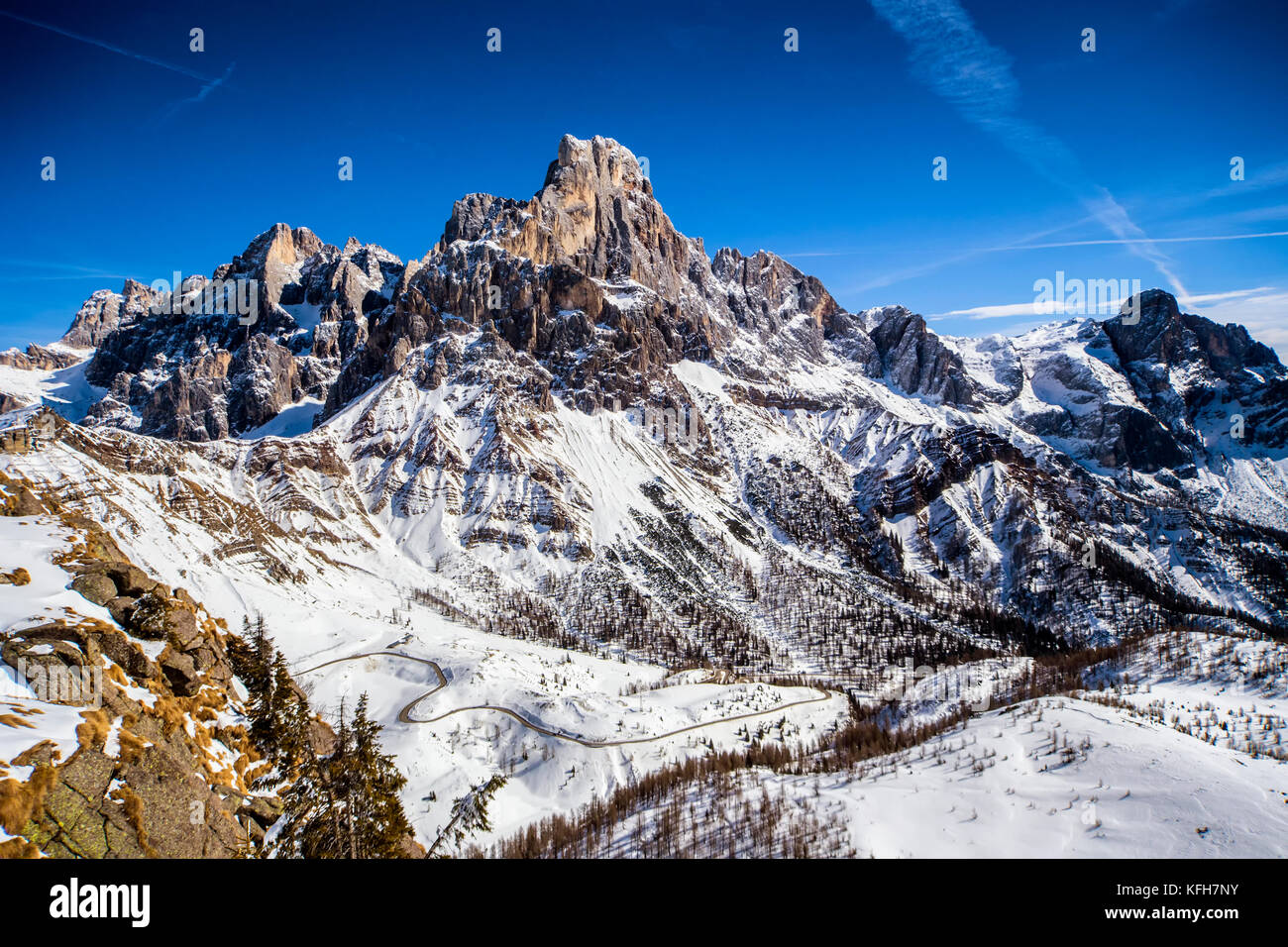 winter panorama of italian dolomites Stock Photo