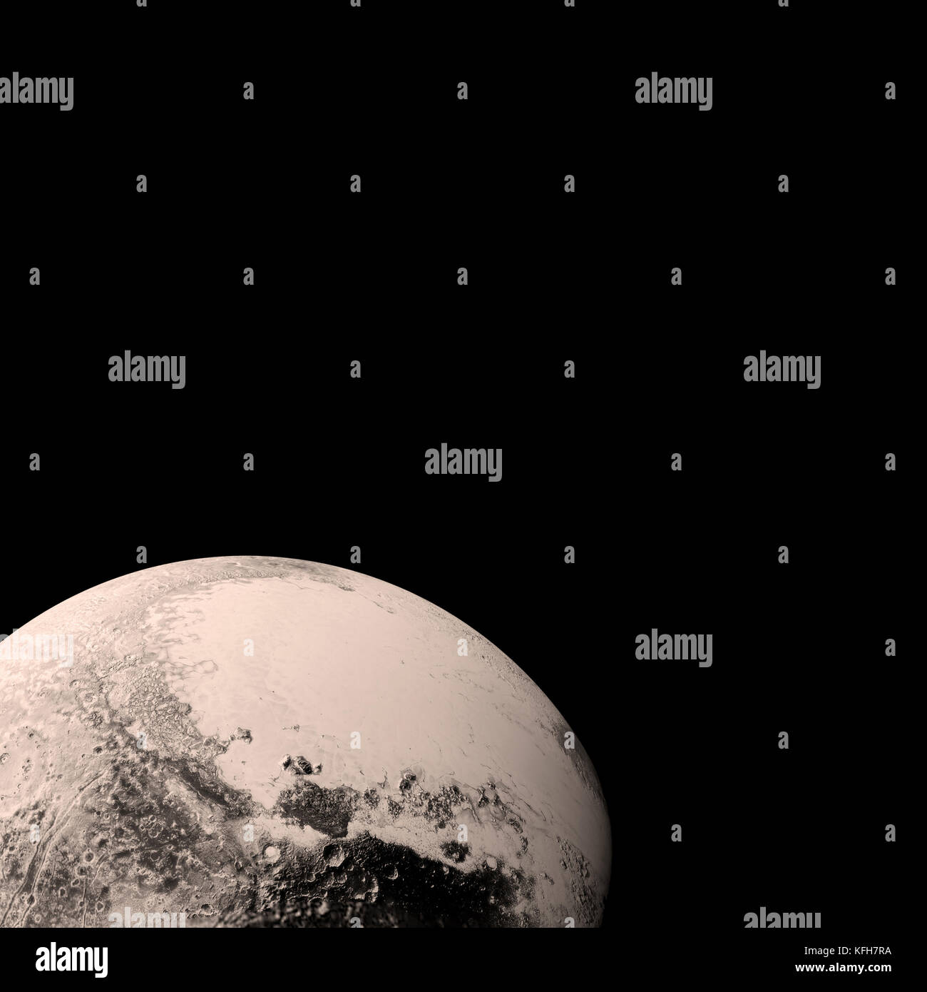 Pluto photographed by New Horizons spacecraft. Optimised and enhanced version of an original NASA image. Credit: NASA Stock Photo