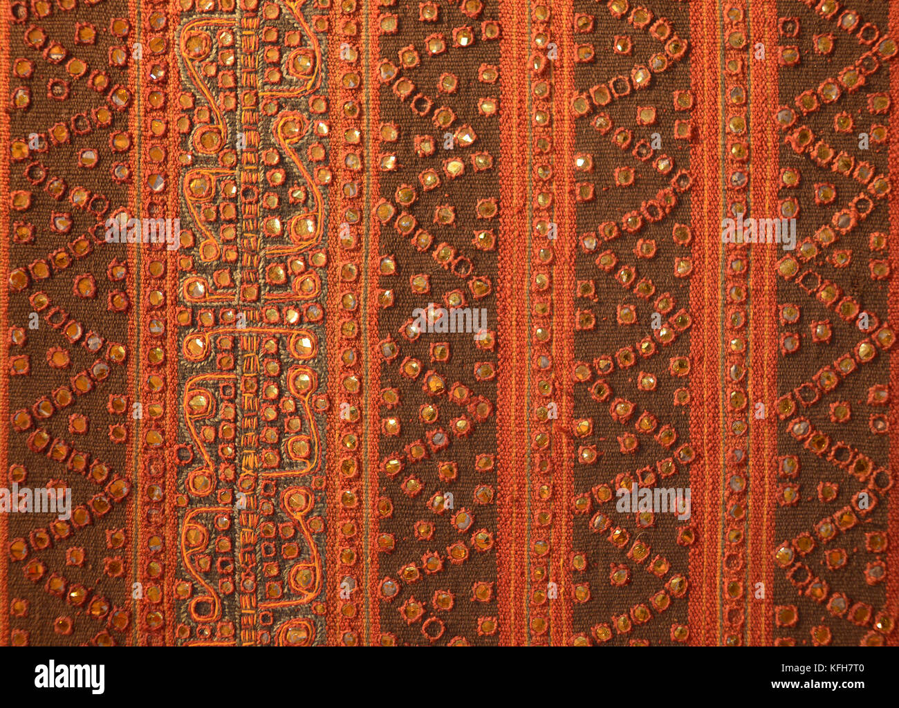 Indonesian textile with gold metallic thread applique. Sumatra  Southeast Asia Stock Photo