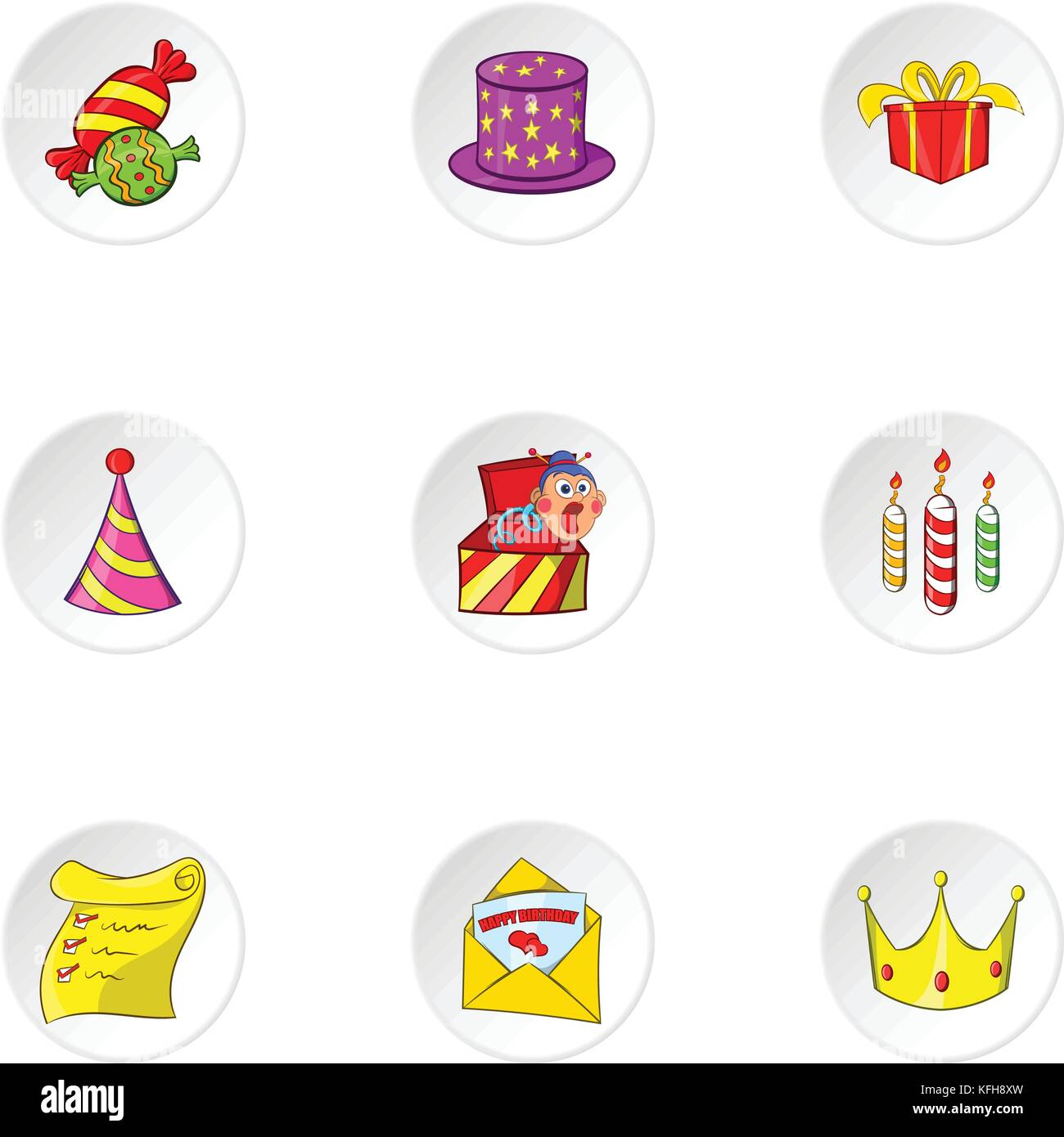 Birthday icons set, cartoon style Stock Vector Image & Art - Alamy