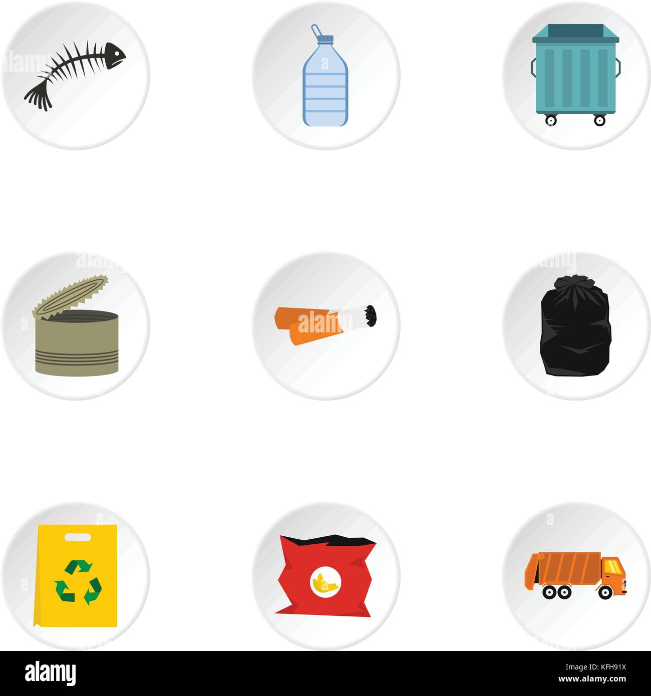 Garbage icons set, flat style Stock Vector Image & Art - Alamy