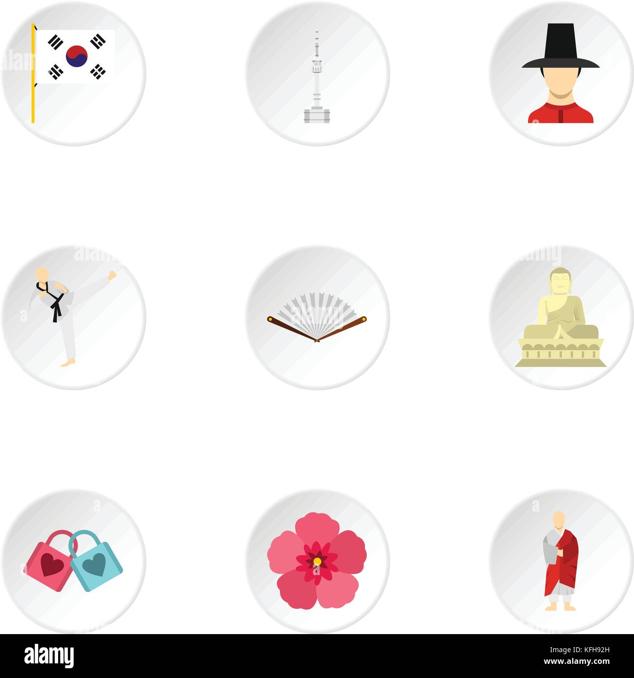 Stay in South Korea icons set, flat style Stock Vector Image & Art - Alamy
