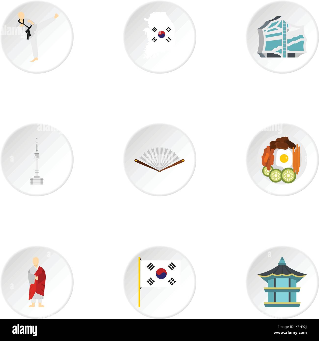 Tourism in South Korea icons set, flat style Stock Vector Image & Art ...