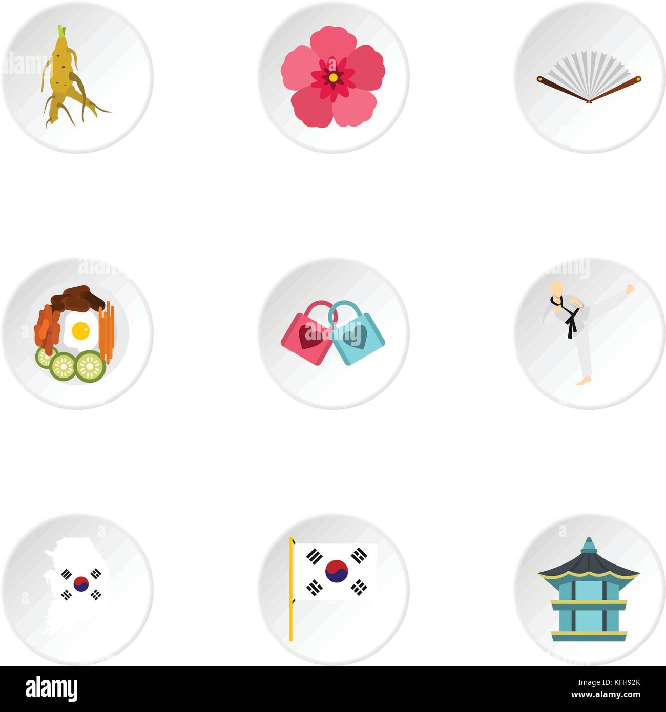 Country of South Korea icons set, flat style Stock Vector Image & Art ...