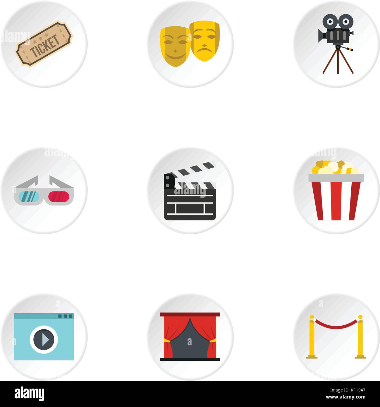 Cinema icons set, flat style Stock Vector Image & Art - Alamy