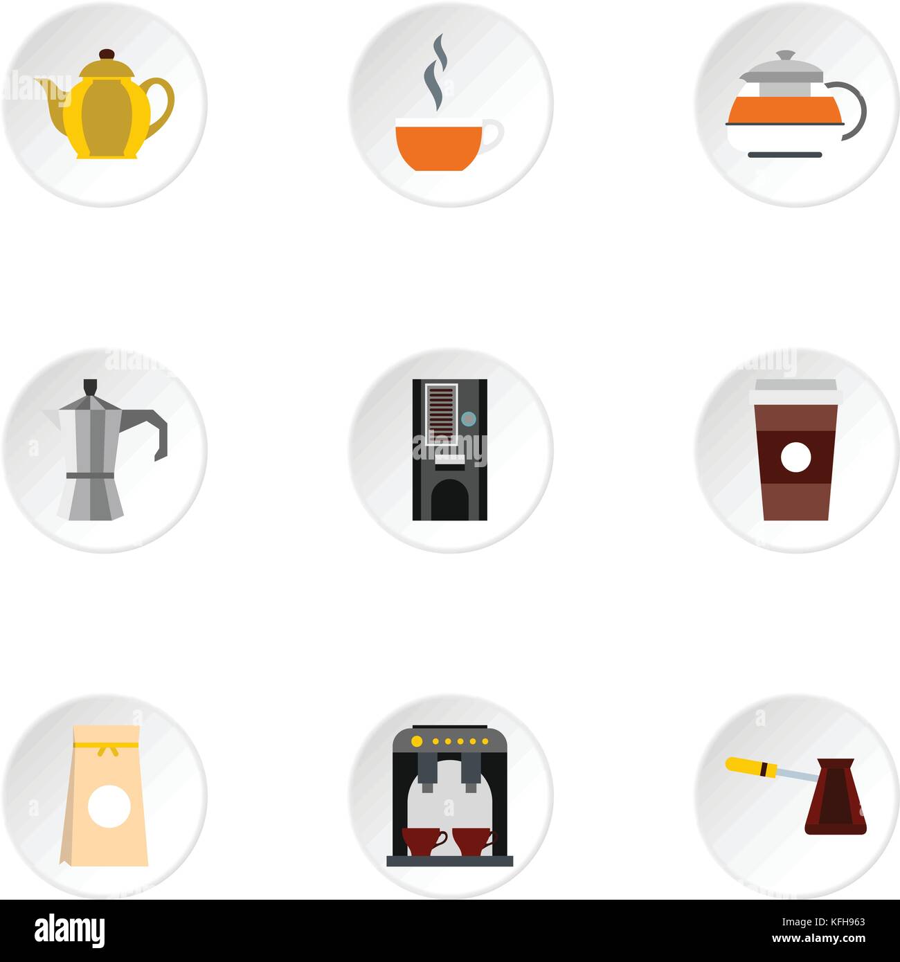 Coffee icons set, flat style Stock Vector Image & Art - Alamy