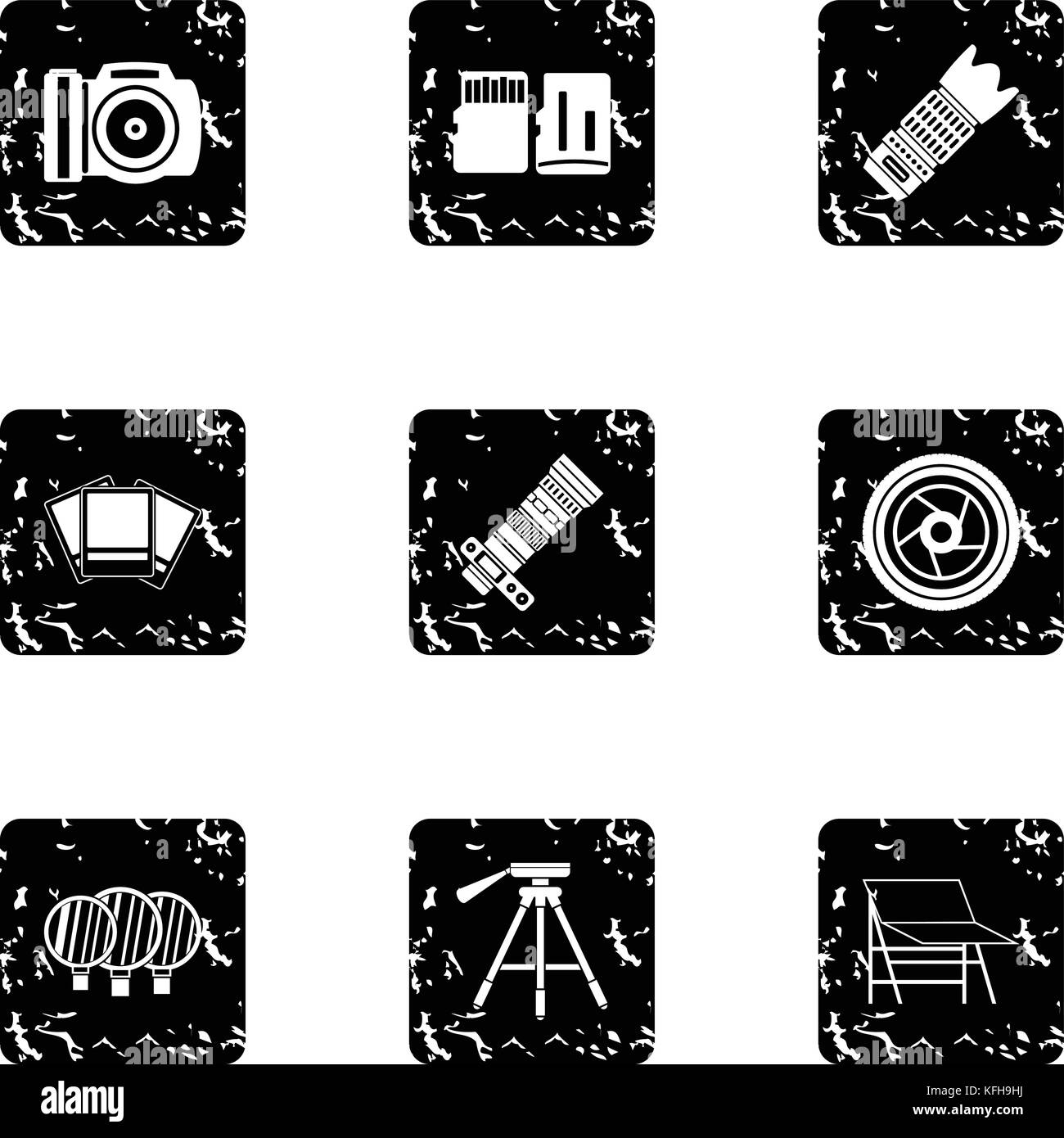 Photographic icons set, grunge style Stock Vector Image & Art - Alamy