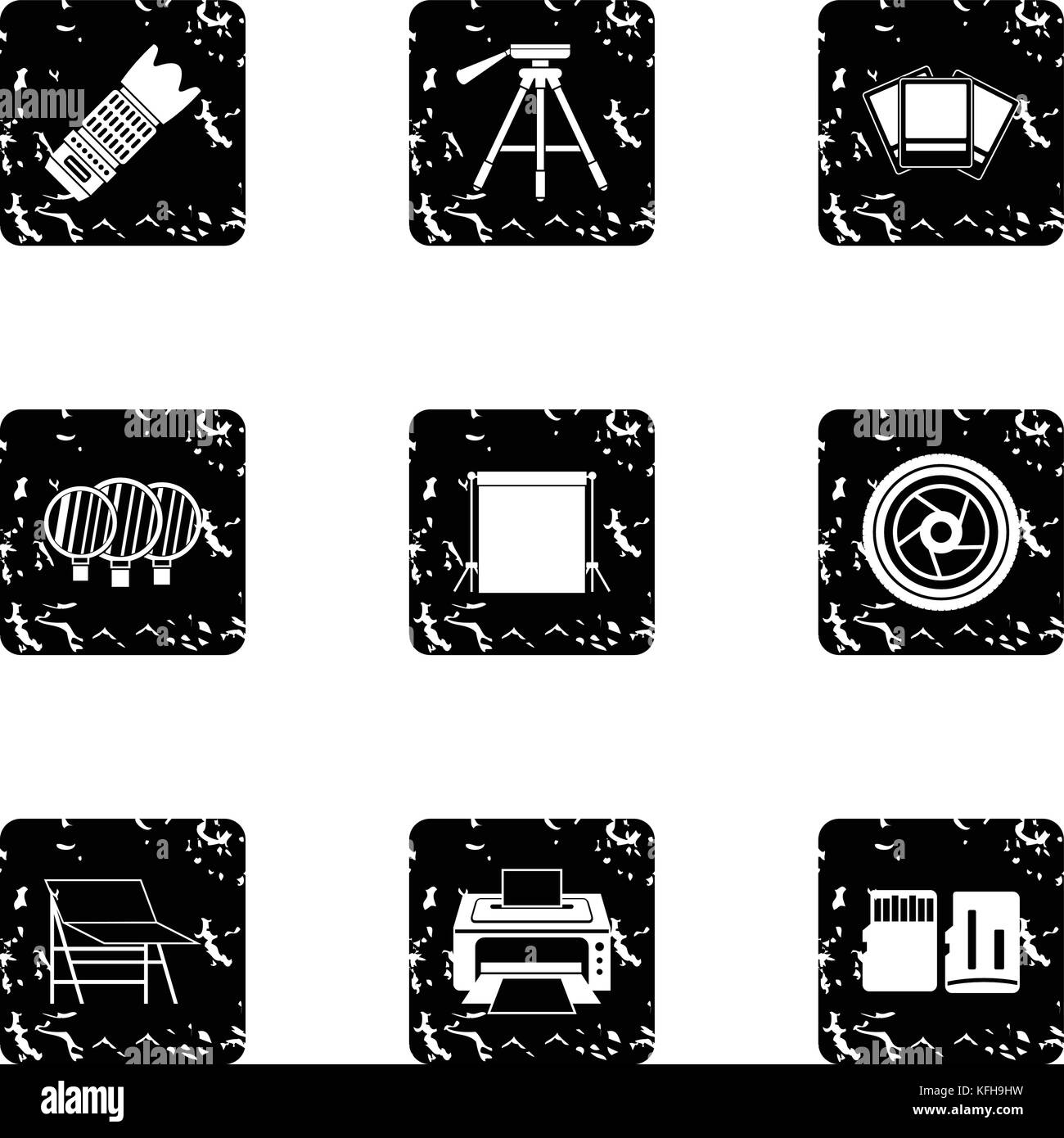 Photo icons set, grunge style Stock Vector Image & Art - Alamy