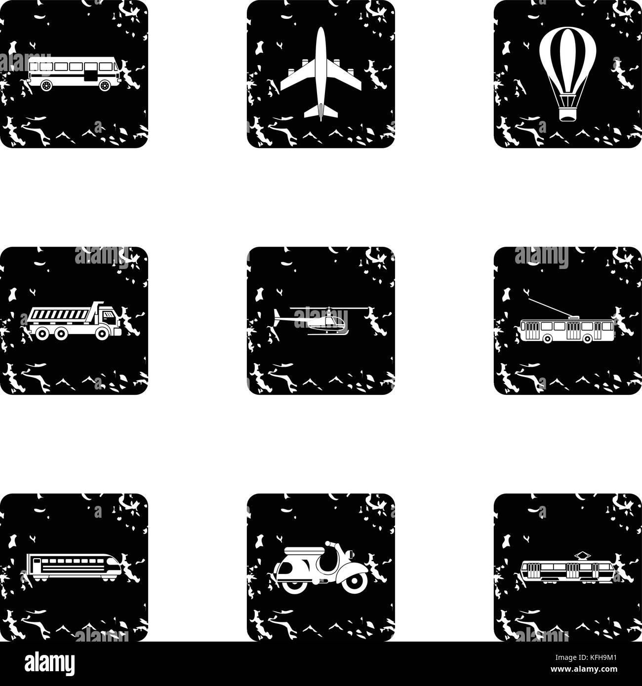 Transport for movement icons set, grunge style Stock Vector Image & Art ...