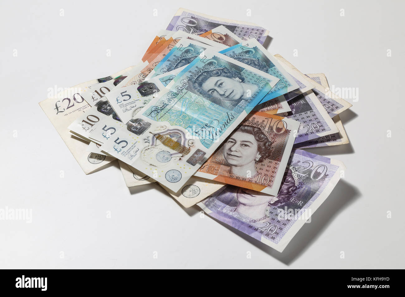 New British £5 and £10 notes Stock Photo