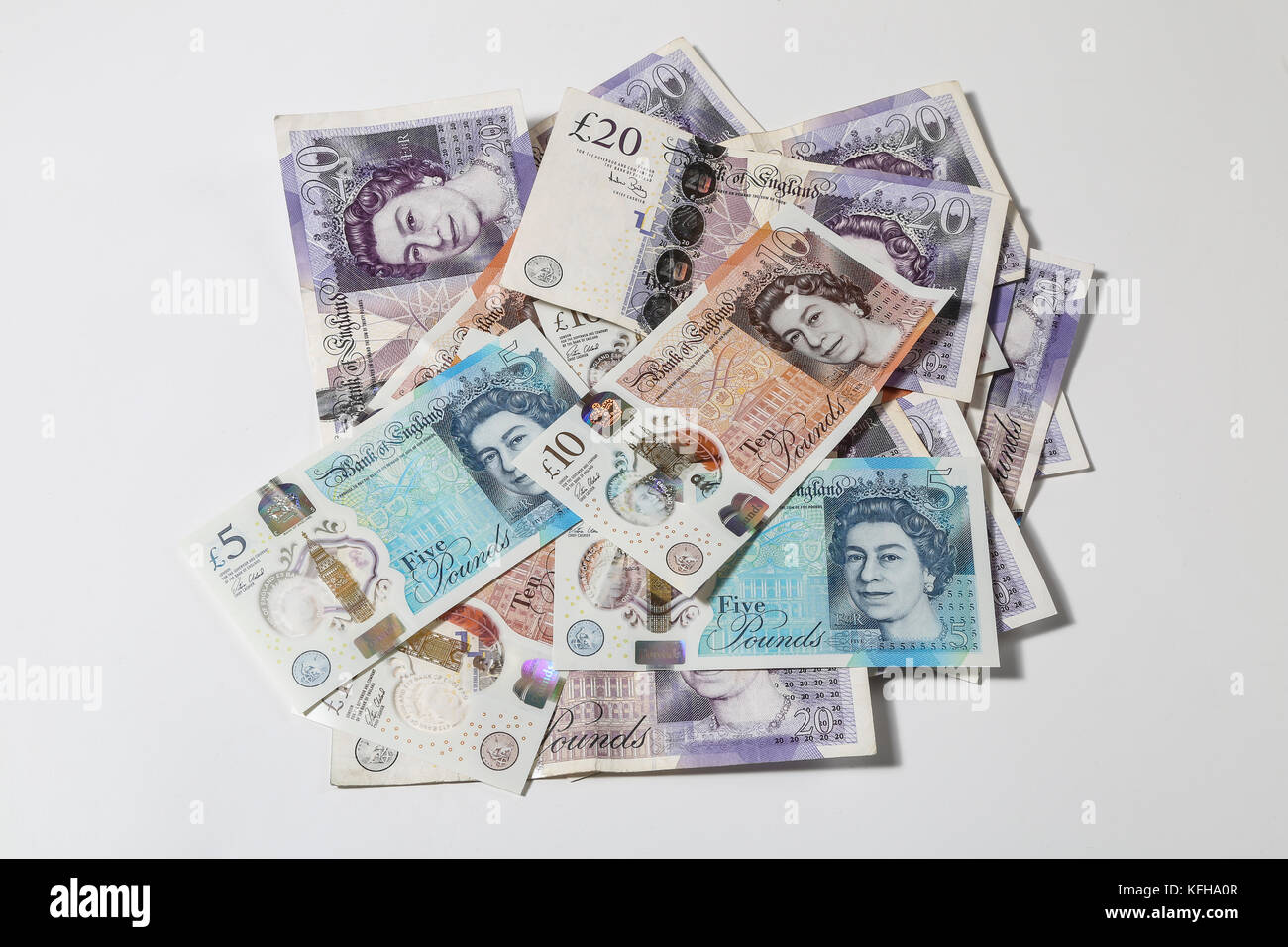 New British £5 and £10 notes Stock Photo