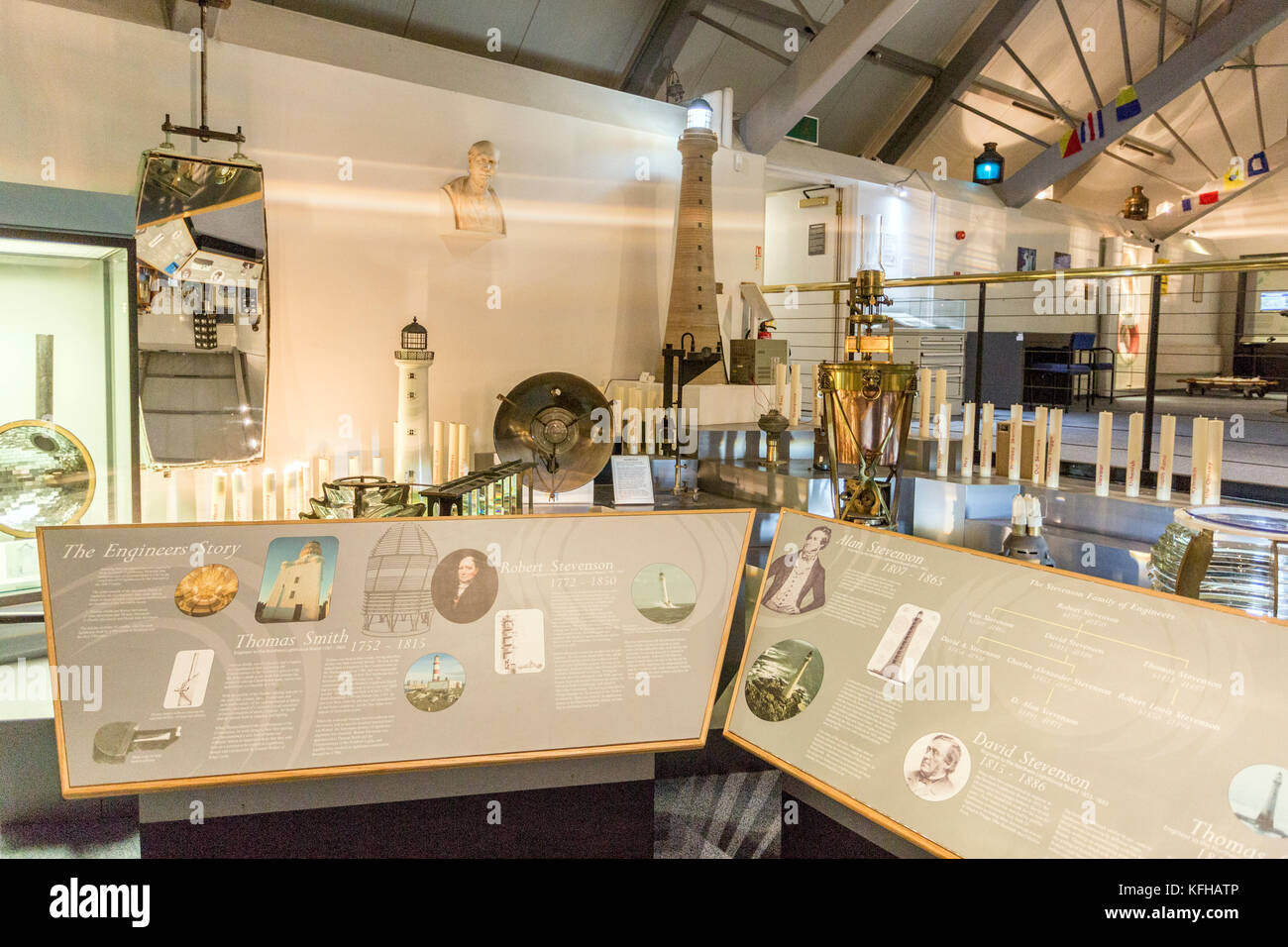 A display of lighthouse models and artefacts in the Museum of Scottish Lighthouses at Fraserburgh, Aberdeenshire, Scotland, UK Stock Photo