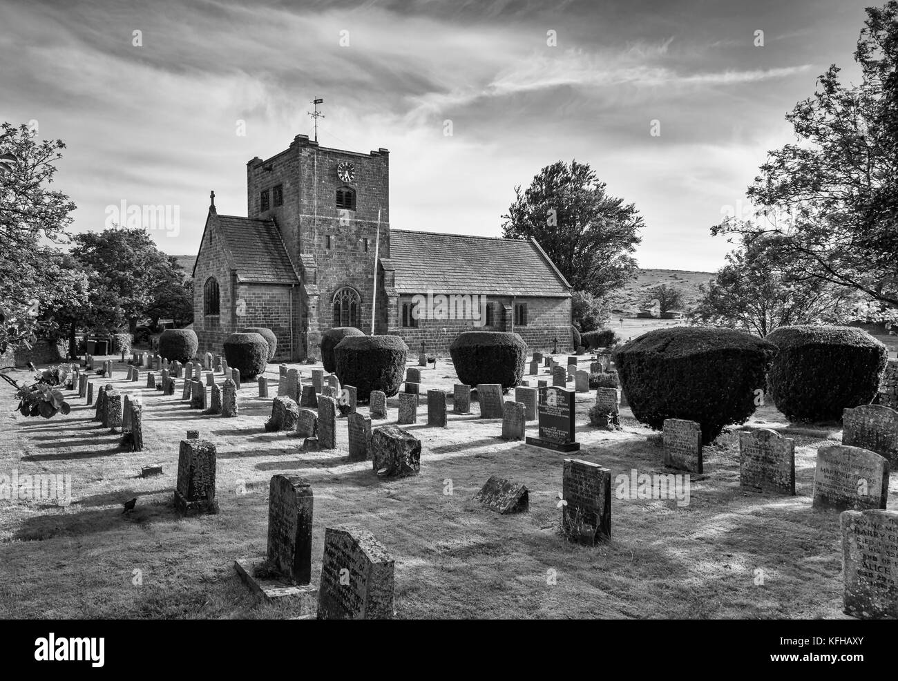St Mary's Church,Goathland, showing the church and part of the graveyard Stock Photo