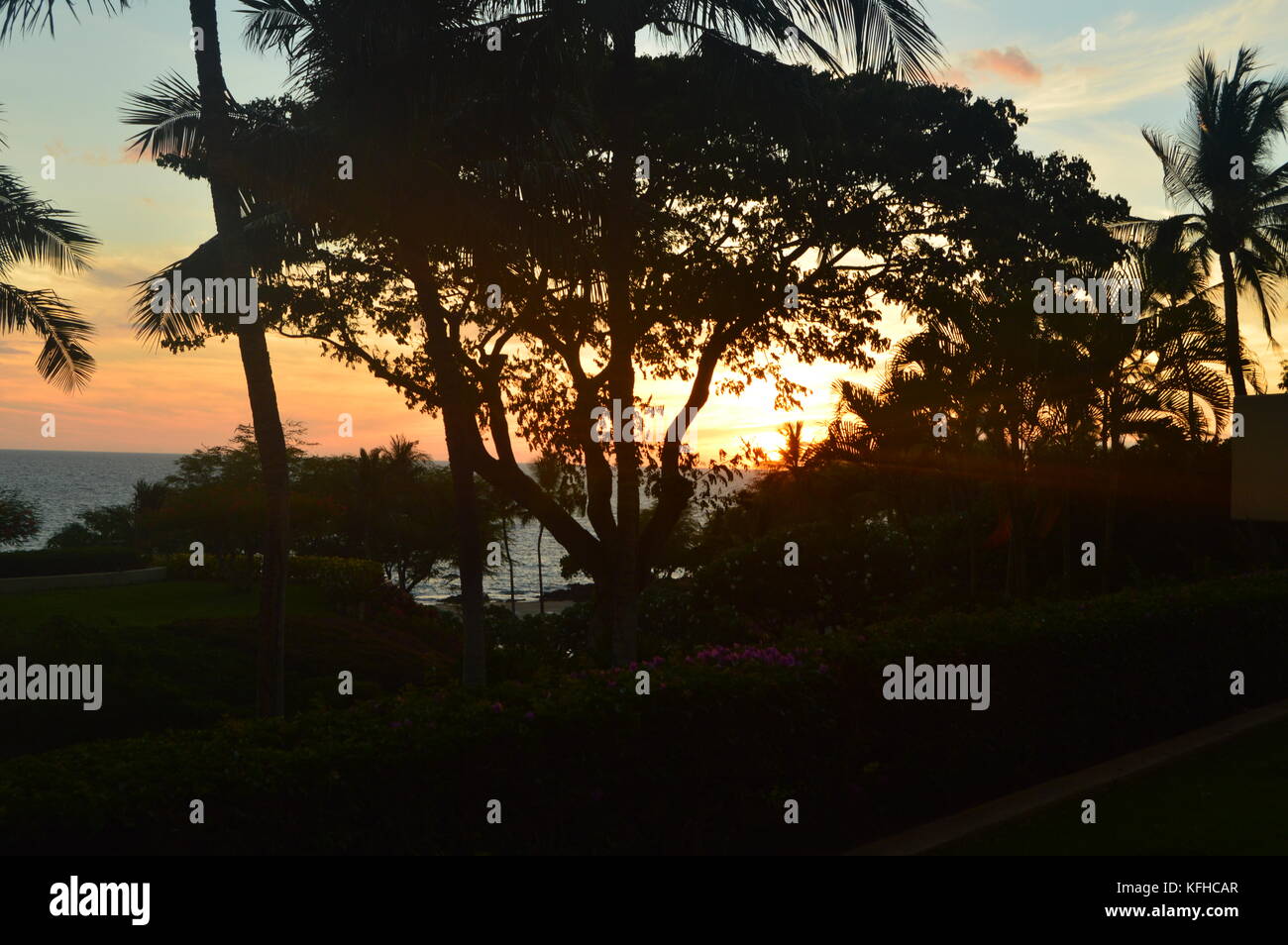 Sunset In Hawaii Stock Photo - Alamy