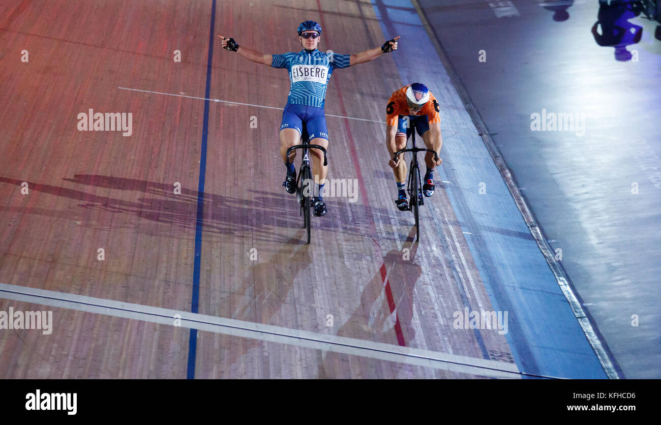 Great Britain's Matthew Rotherham (left) celebrates before the line as ...