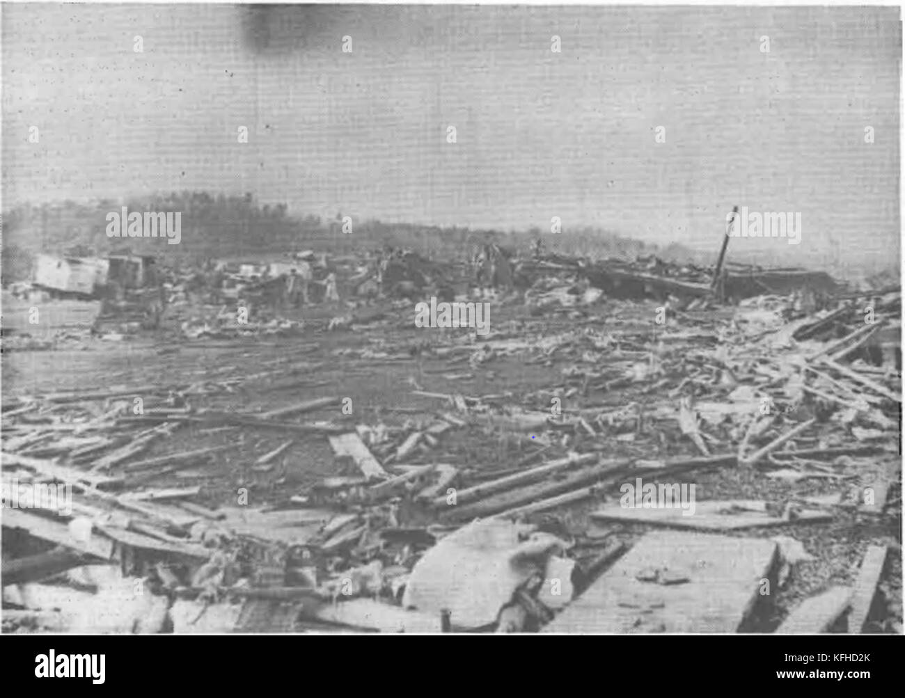 Remains of the Guin Mobile Home plant after an F5 tornado in 1974. Stock Photo