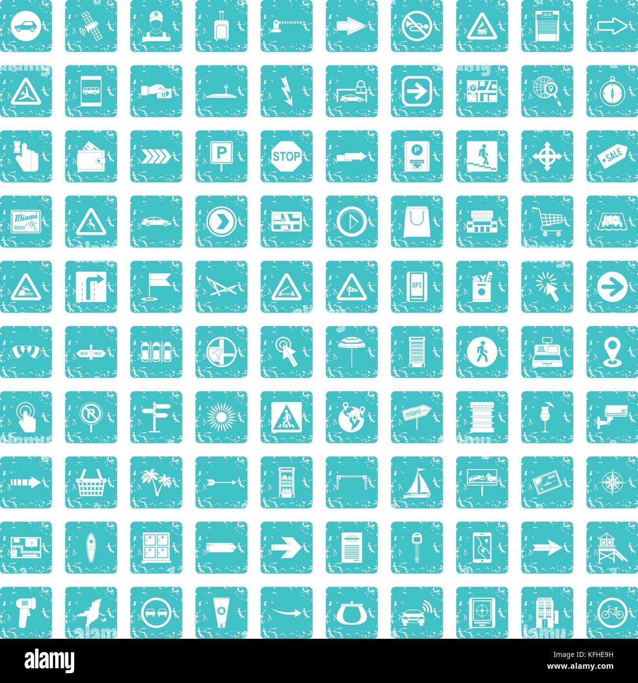 100 pointers icons set grunge blue Stock Vector Image & Art - Alamy