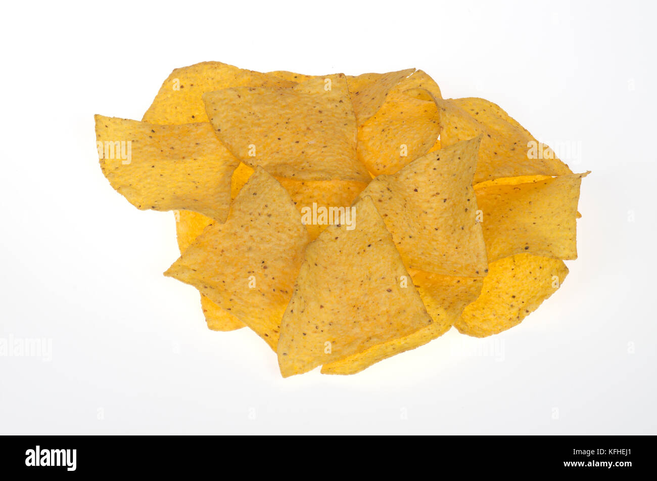 Organic yellow corn chips isolated on white background Stock Photo Alamy