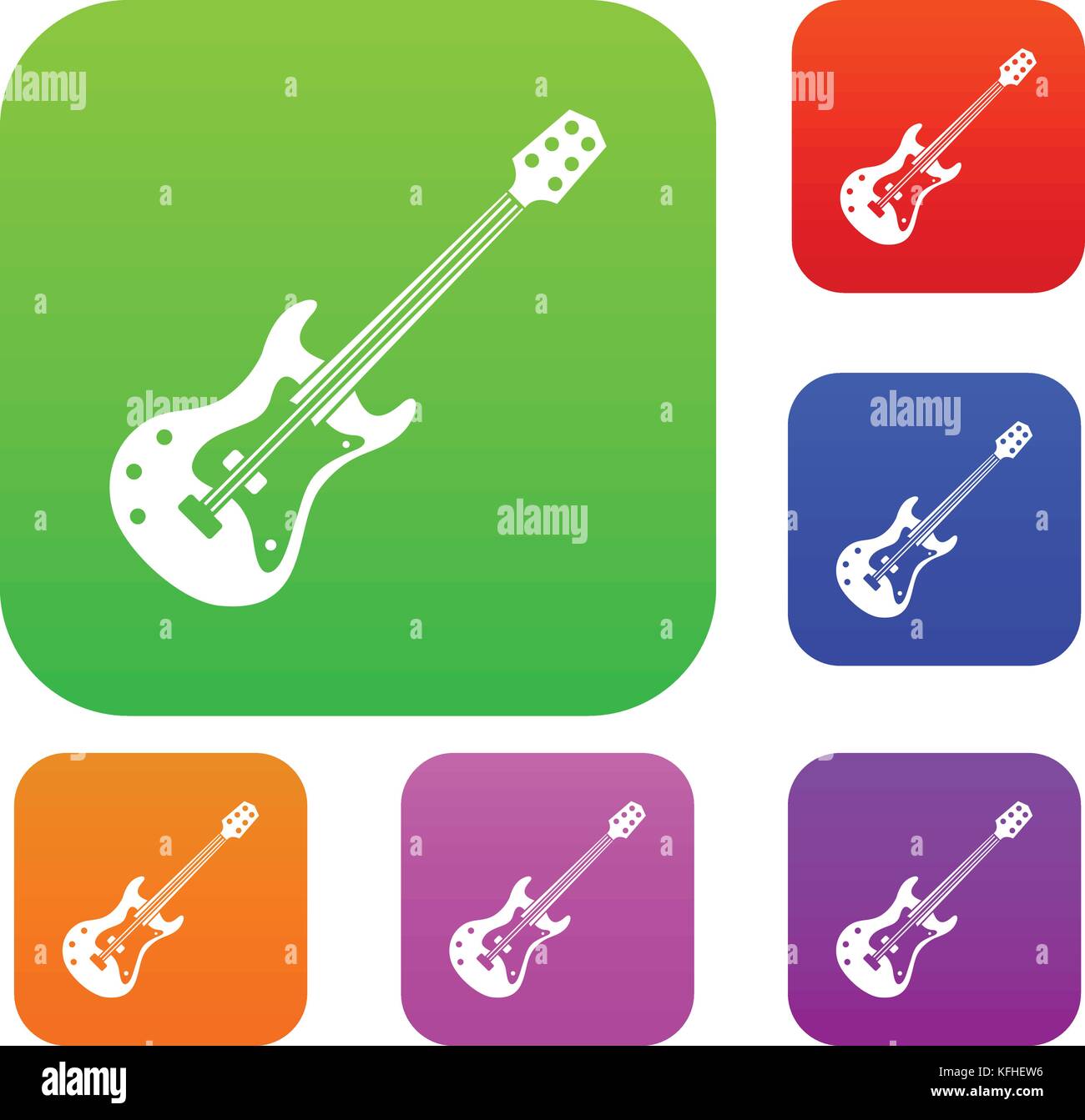 Classical electric guitar set color collection Stock Vector Image & Art ...