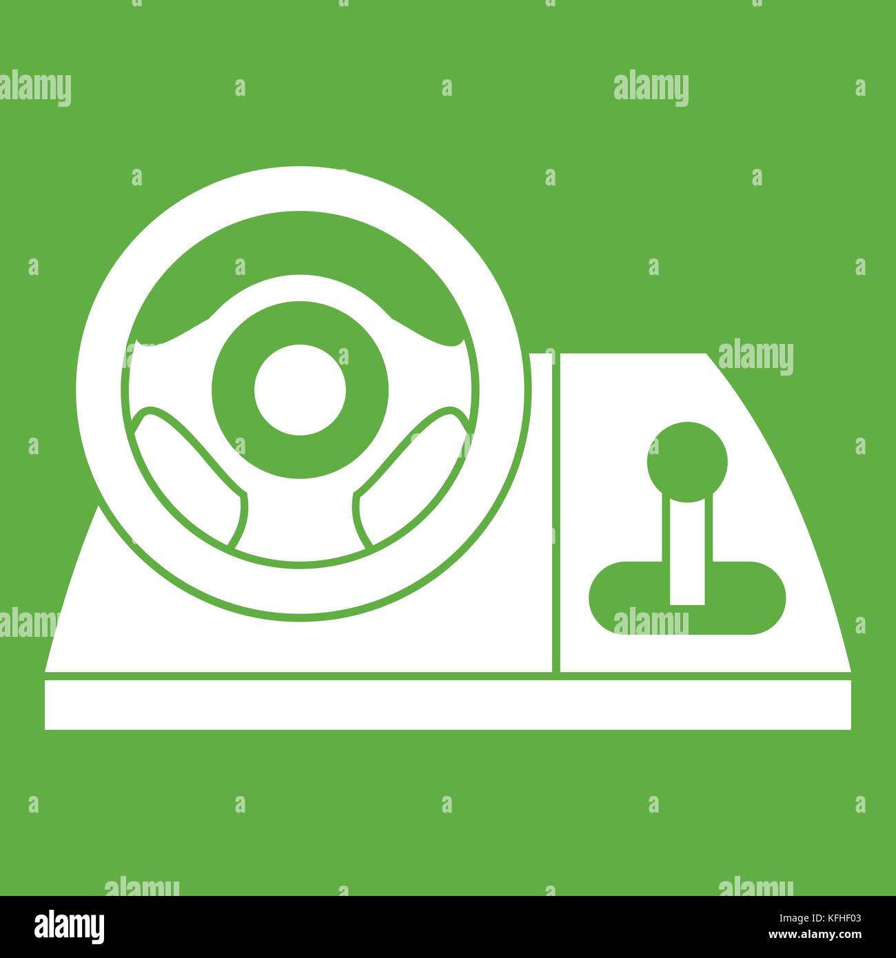 Computer steering wheel icon green Stock Vector