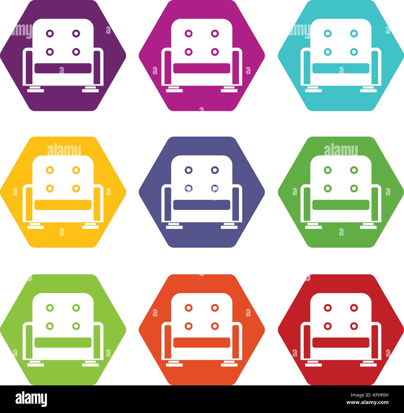 Armchair icon set color hexahedron Stock Vector Image & Art - Alamy