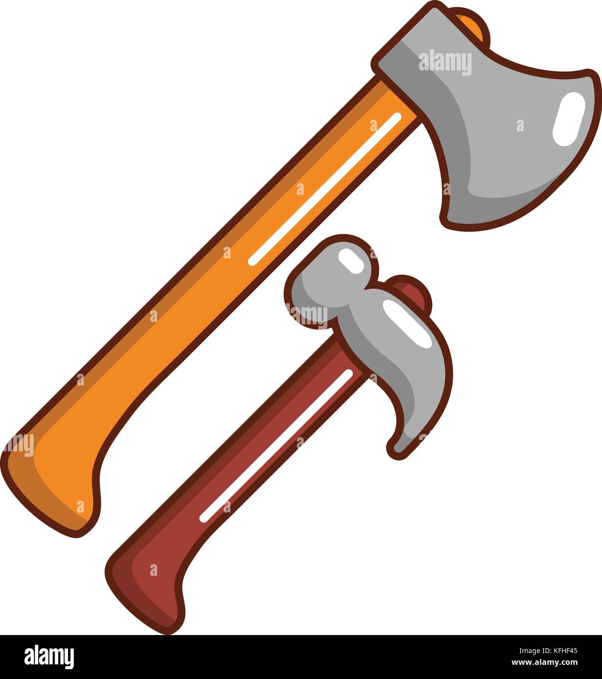 Hammer and axe icon, cartoon style Stock Vector Image & Art Alamy