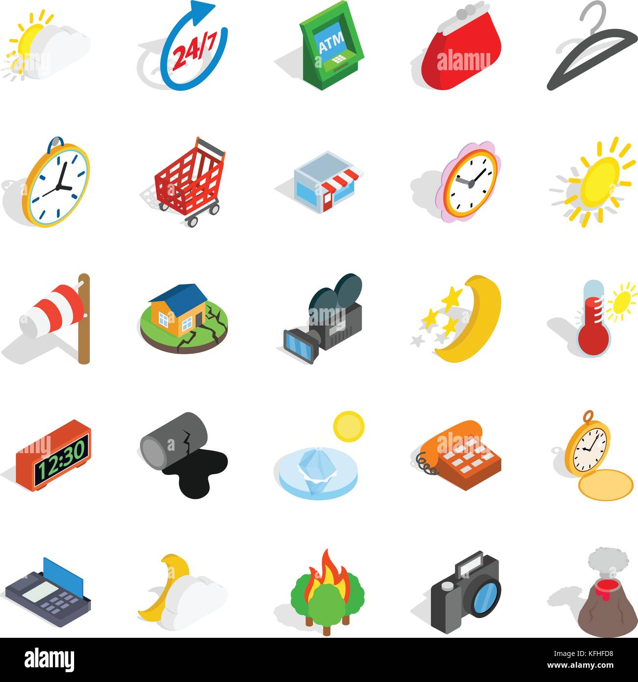 Right time icons set, isometric style Stock Vector Image & Art - Alamy