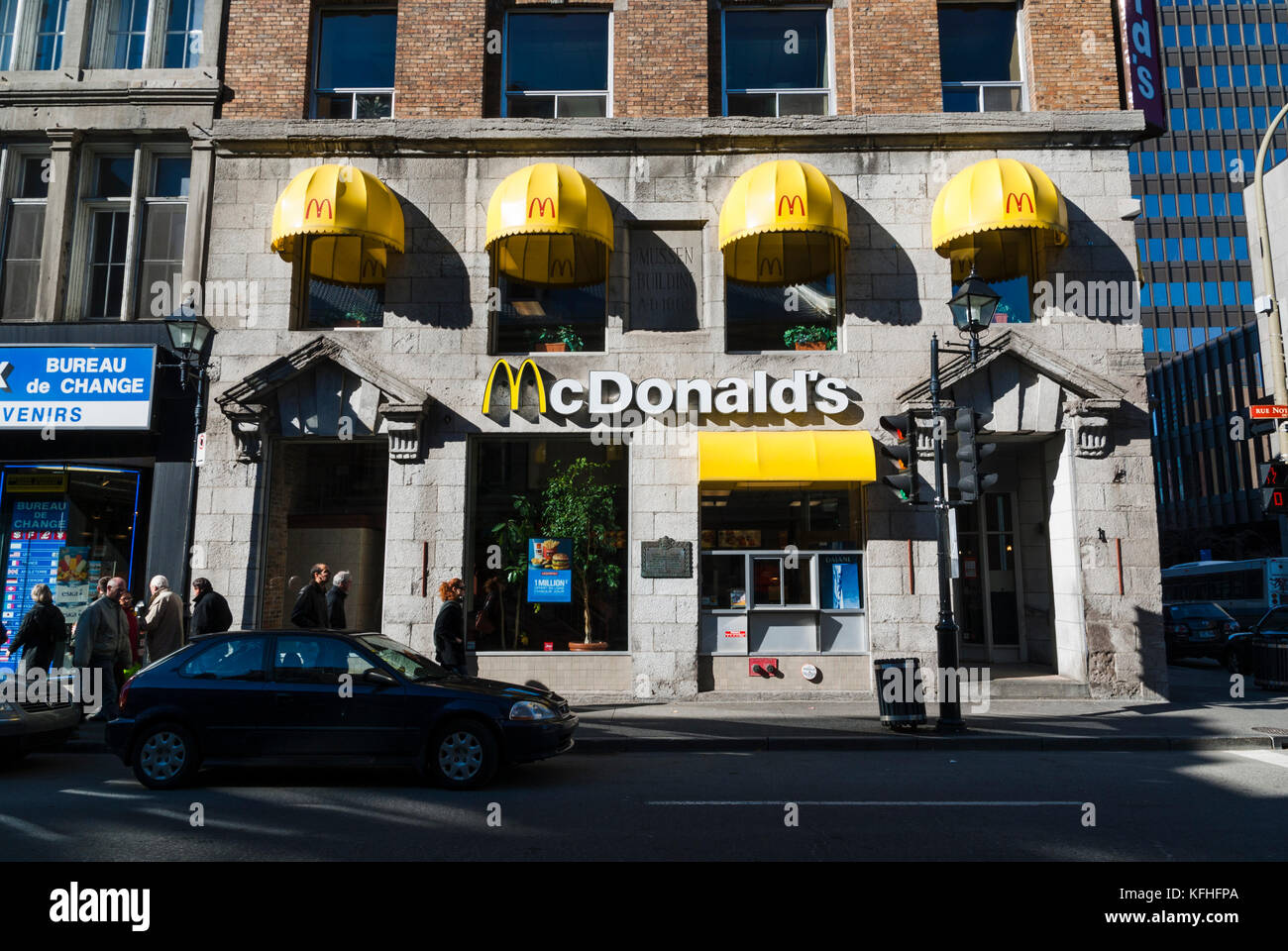 McDonald's restaurant, Notre-Dame Street West, Old Montreal, Quebec, Canada Stock Photo
