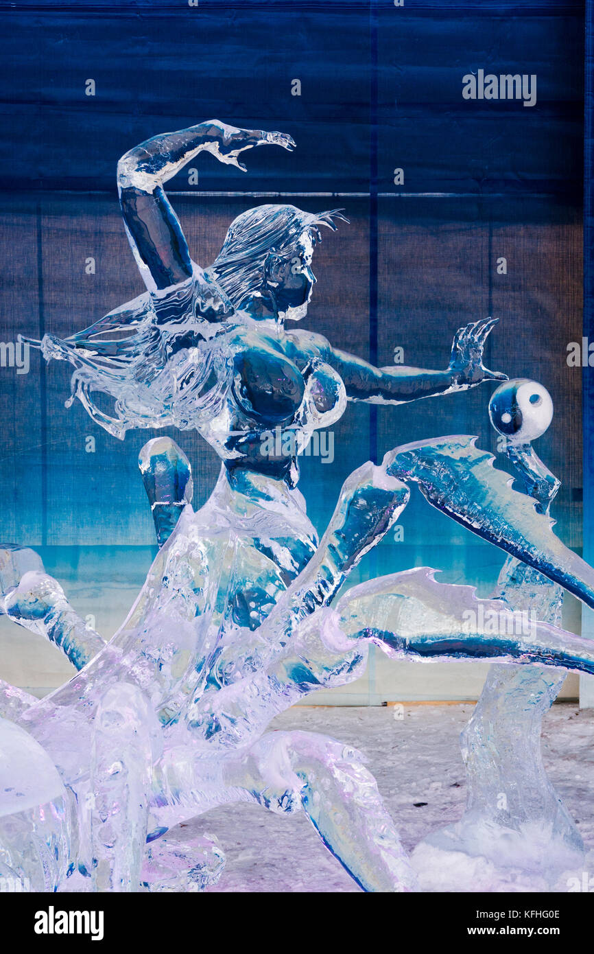 Ice sculpture at Winterlude festival in Ottawa, Ontario, Canada Stock