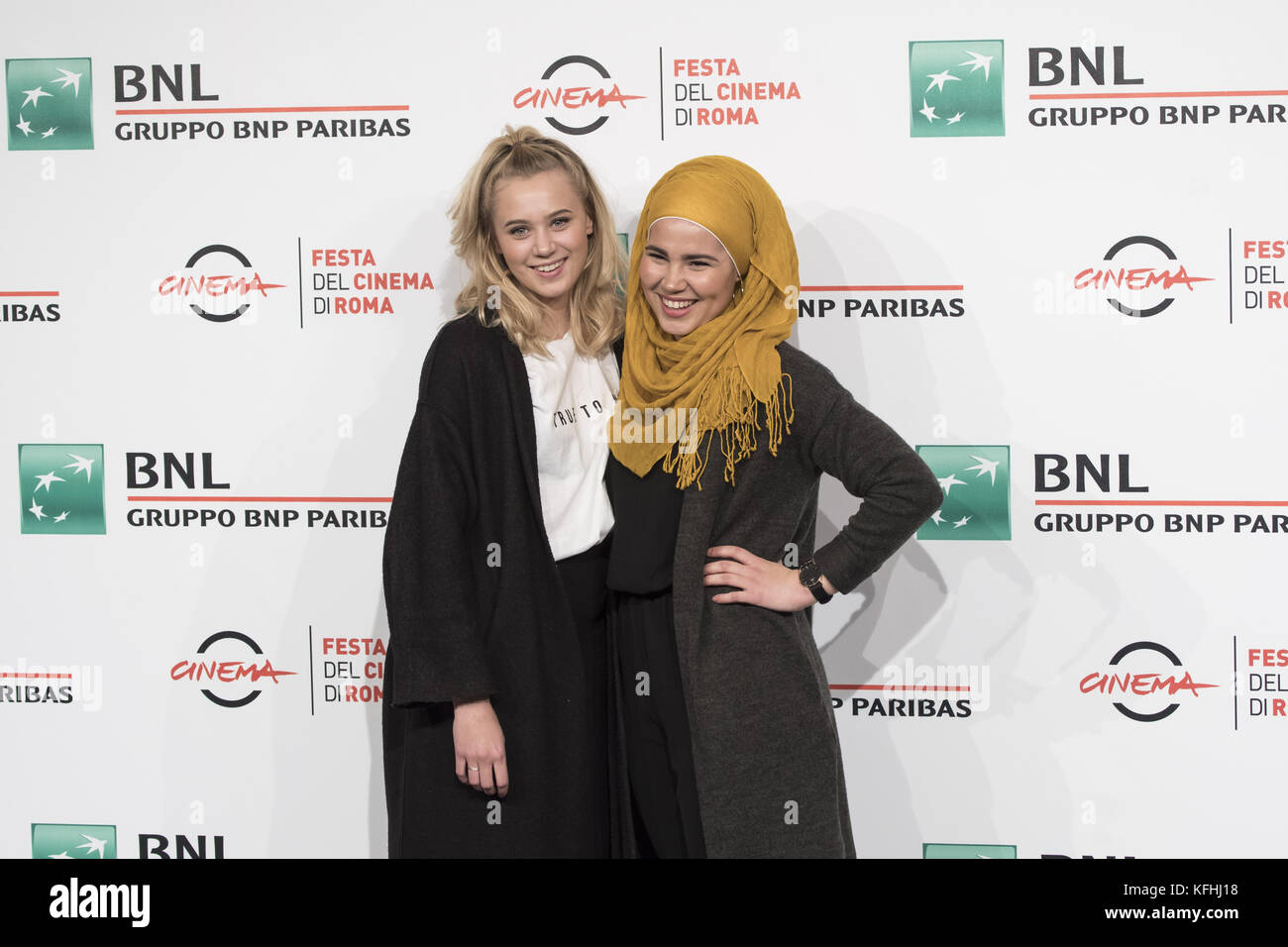 Rome, Italy. 28th Oct, 2017. Josefine Pettersen and Iman Meskini attend the photocall of Skam during the 12th Rome Film Fest Credit: Silvia Gerbino/Alamy Live News Stock Photo