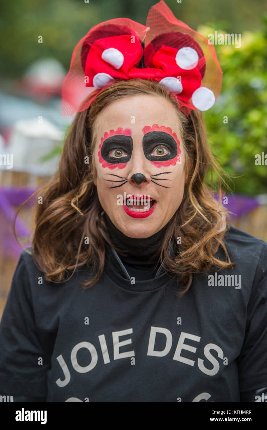 Hampstead Heath, London, UK. 29th Oct, 2017. The cake seller - A charity Halloween dog walk and Fancy Dress Show organised by All Dogs Matter at the Spaniards Inn, Hampstead. London 29 Oct 2017. Credit: Guy Bell/Alamy Live News Stock Photo