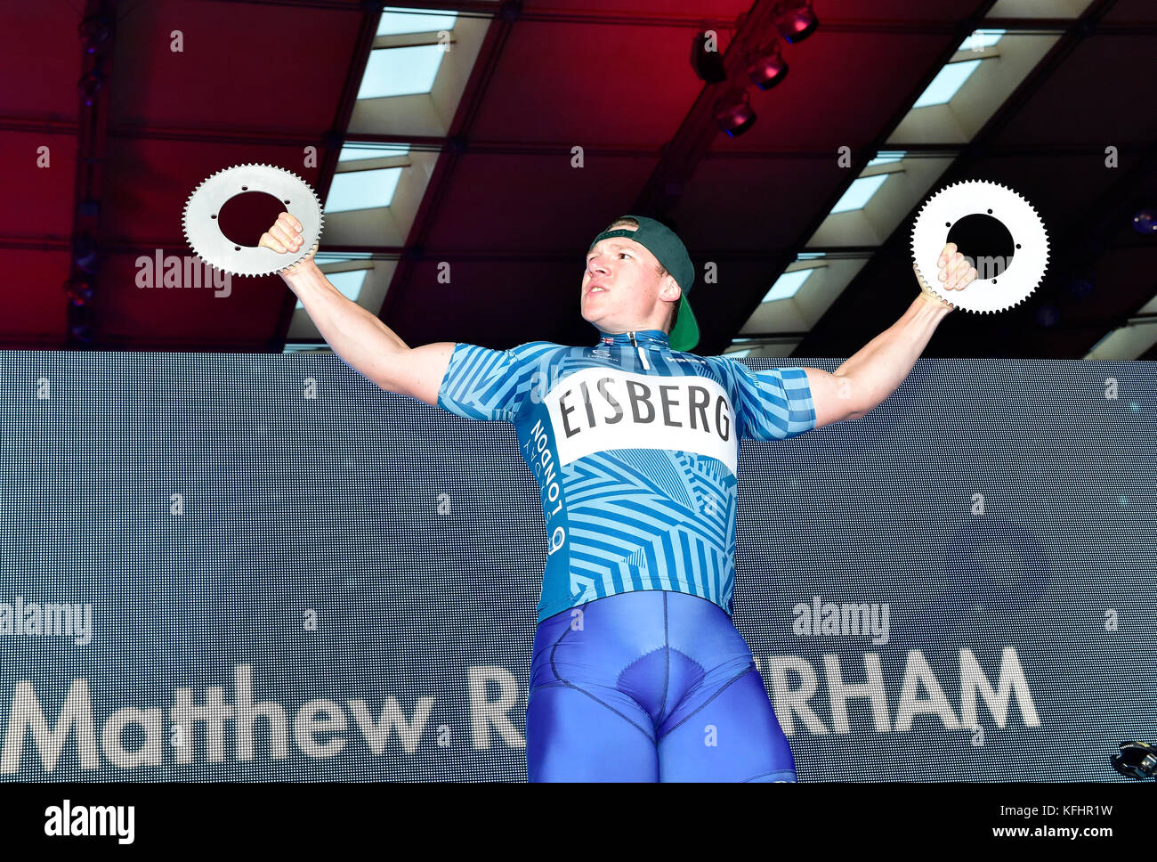 London, UK. 29th Oct, 2017. Matthew Rotherham (GBR) at Riders Presentation during Six Day London on Day 6 event on Sunday, 29 October 2017, London England. Credit: Taka Wu/Alamy Live News Stock Photo