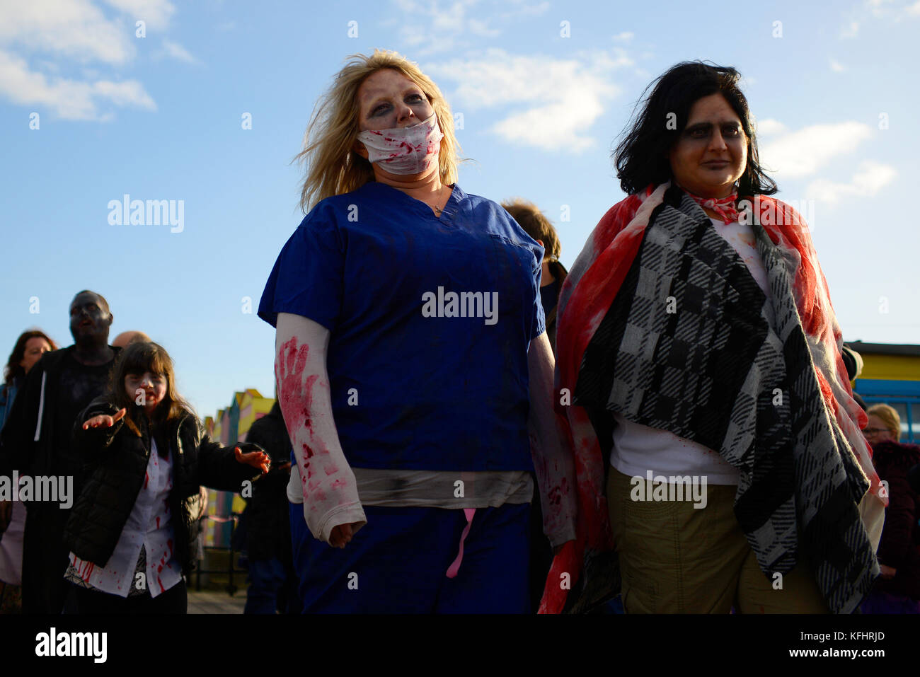 Zombie walk on Southend Pier, Essex, UK Stock Photo