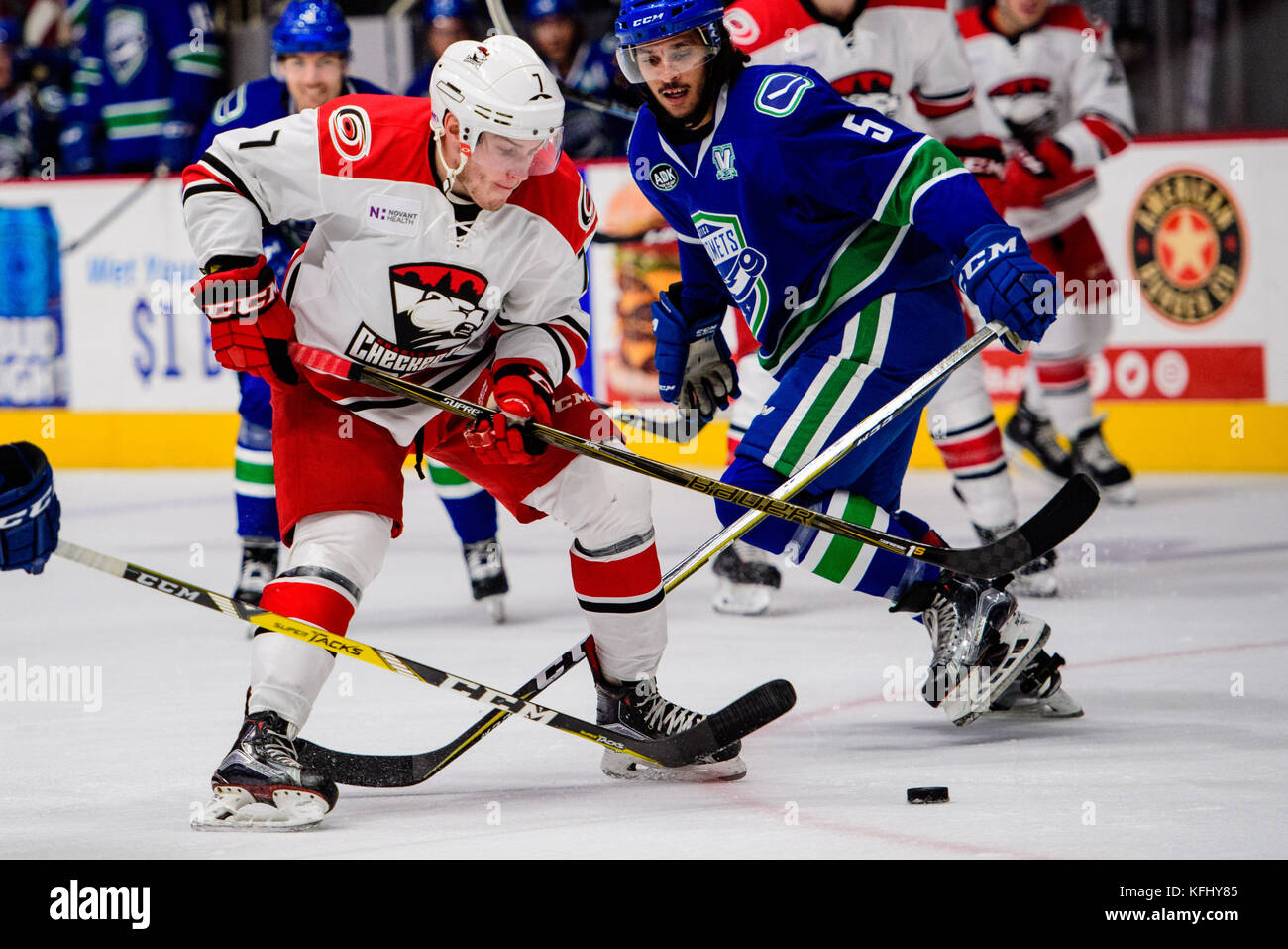 Charlotte center Aleksi Saarela (7) during the AHL hockey game between