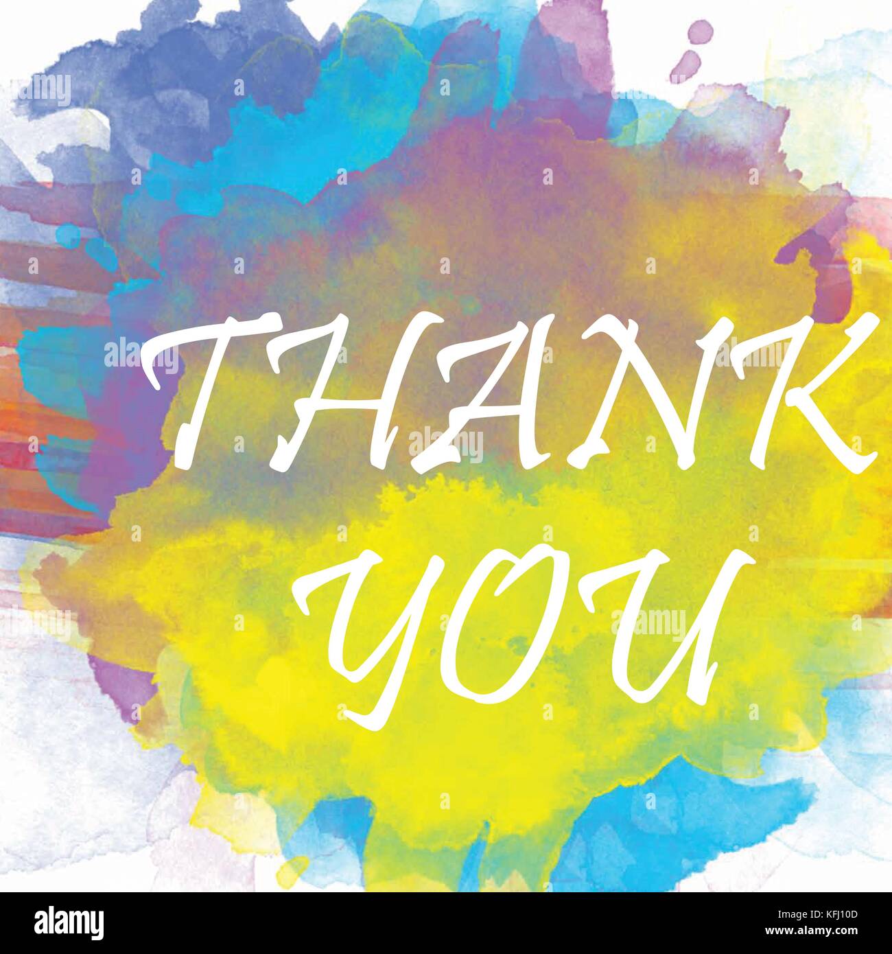 Thank you Text in Watercolor Background Stock Vector