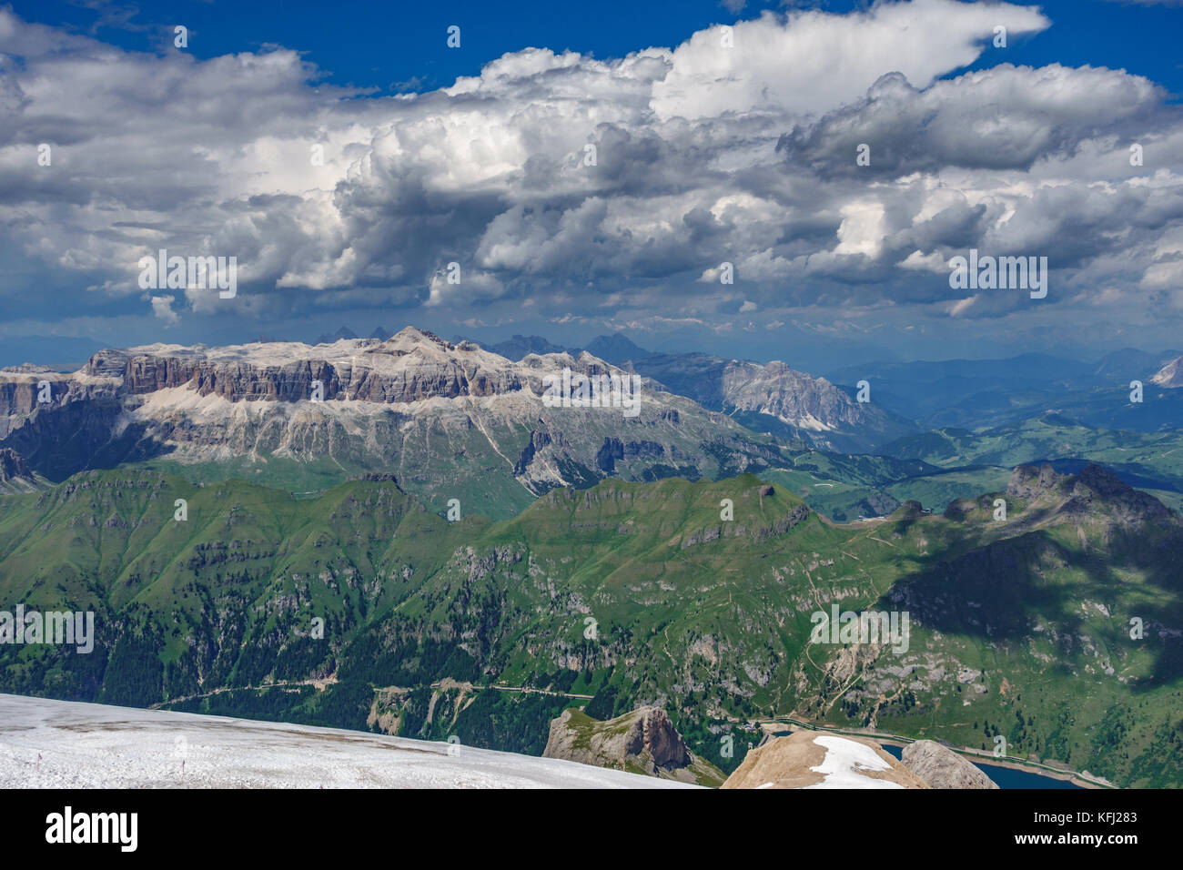 Dolomites plateau from Marmolada glacial Stock Photo