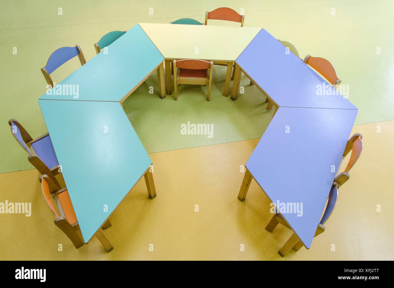 chairs and tables of a nursery school Stock Photo Alamy