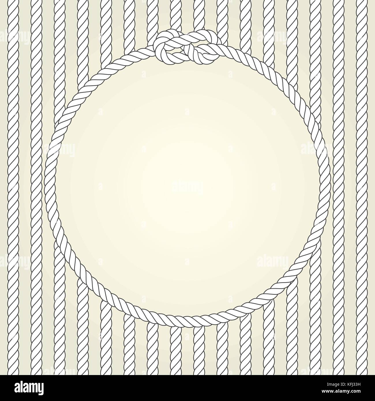 Round rope frame in naval theme Stock Vector