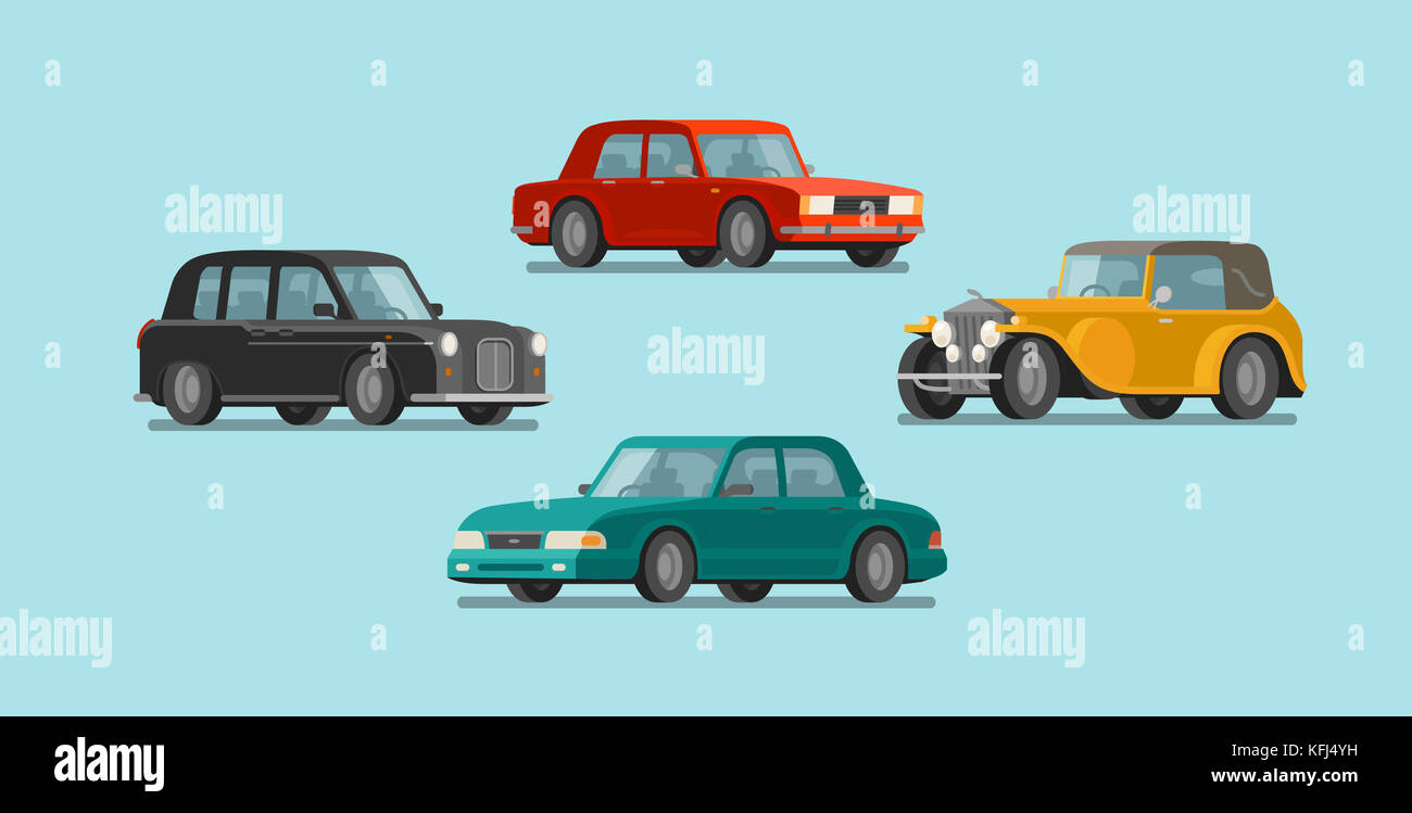 Car, vehicle set icons. Transport, automobile, auto concept. Vector illustration Stock Vector