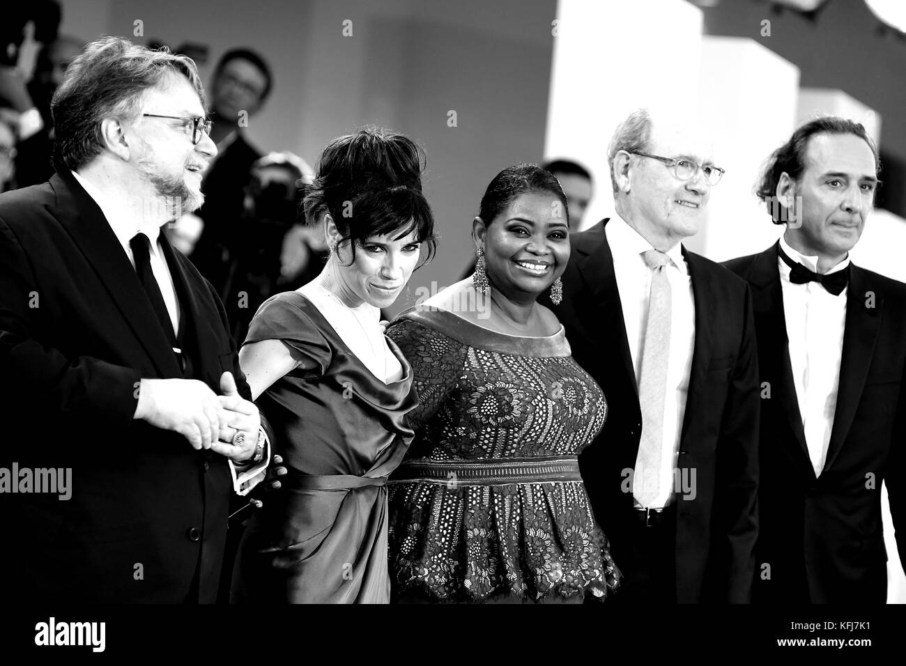 Guillermo del Toro, Sally Hawkins, Octavia Spencer, Richard Jenkins and Alexandre Desplat attend the premiere of The Shape Of Water. © Paul Treadway Stock Photo