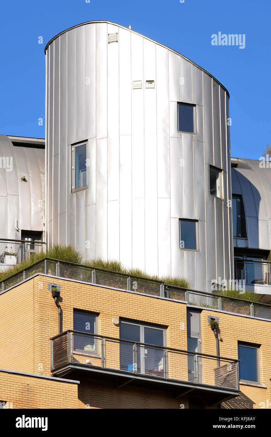 Aluminium cladding on buildings, Castle Yard, London, SE1, UK. Stock Photo