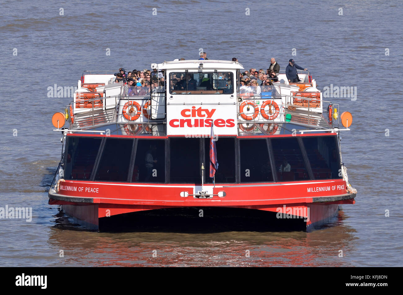 Millenium of Peace catamaran pleasure boat operated by Citycruises, River Thames, London, UK. Stock Photo