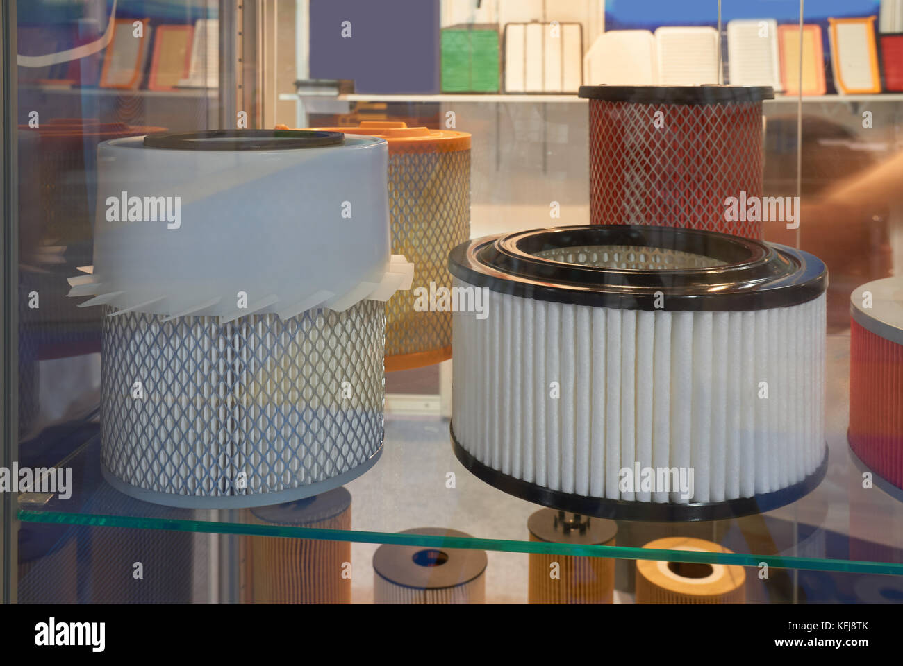 Variety of automotive air filters are on display in the spare parts store Stock Photo Alamy