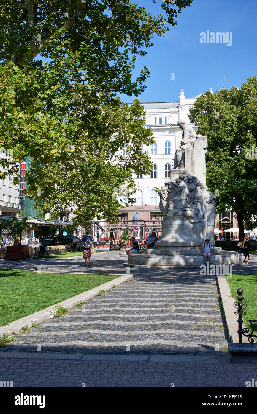 Vörösmarty Square with Vörösmarty Memorial in Budapest Stock Photo