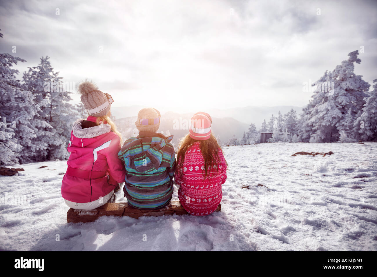 Ski, winter, snow and fun - family enjoying winter together Stock Photo ...